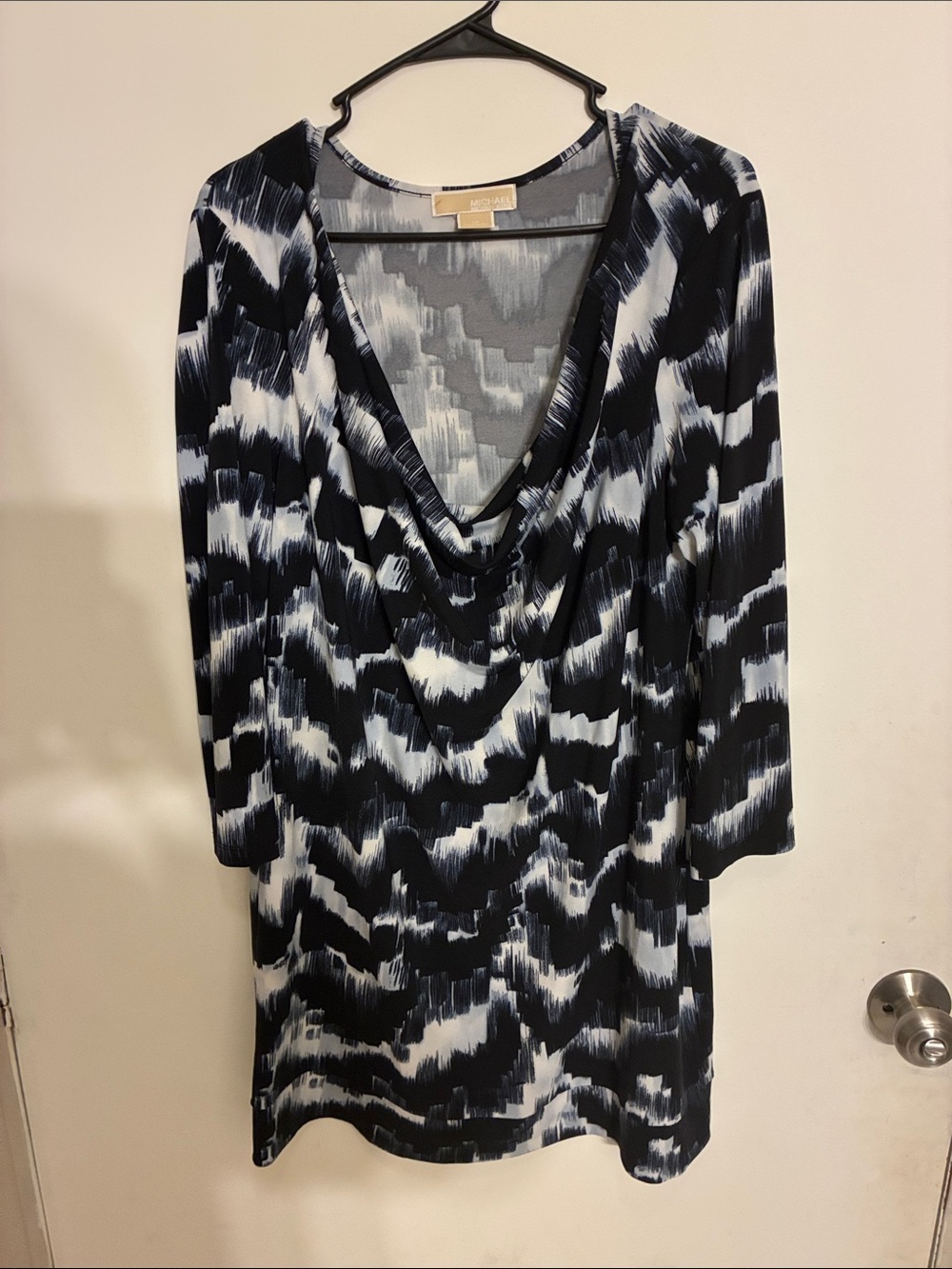 MICHAEL Michael Kors Black and White Printed Top with Beige Label